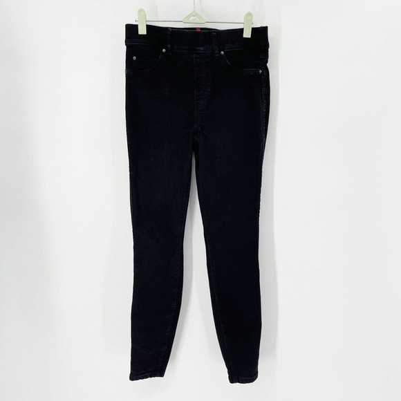 Spanx Ankle Skinny Jeans Sz S Clean Black High Waisted Pull On Stretch Pockets - Picture 1 of 9